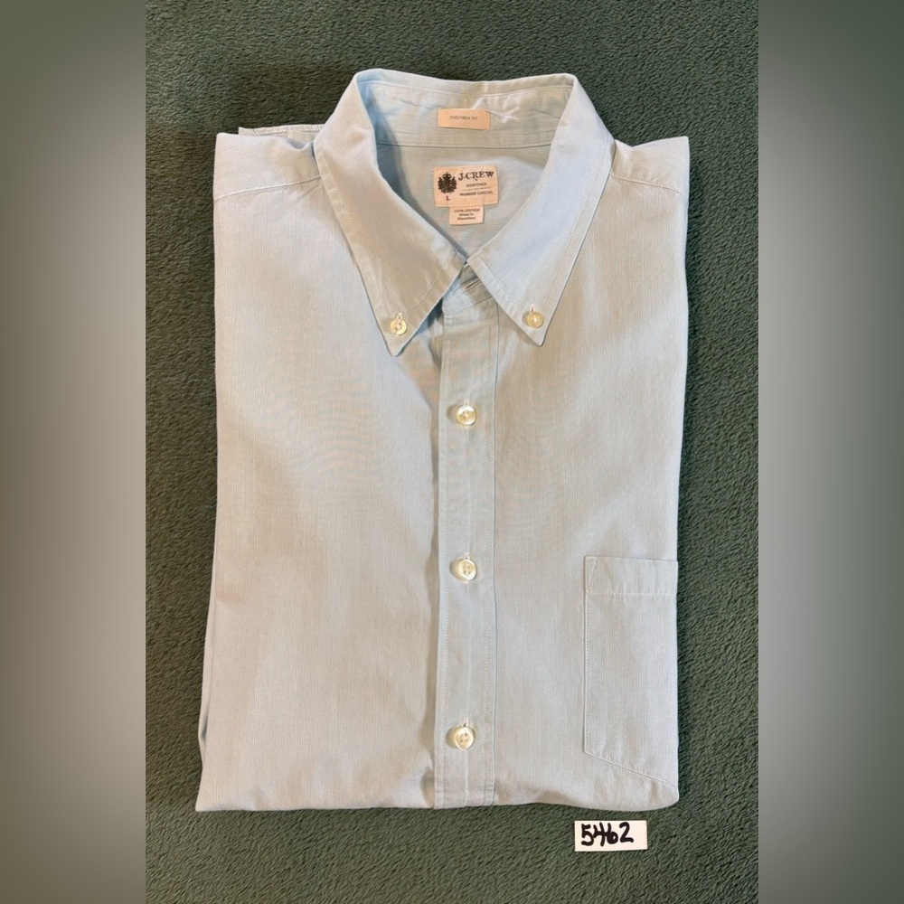 J. Crew Men's Casual Light Blueish-greenish Pin Striped Shirt, Size: L. (5462) - Picture 10 of 10